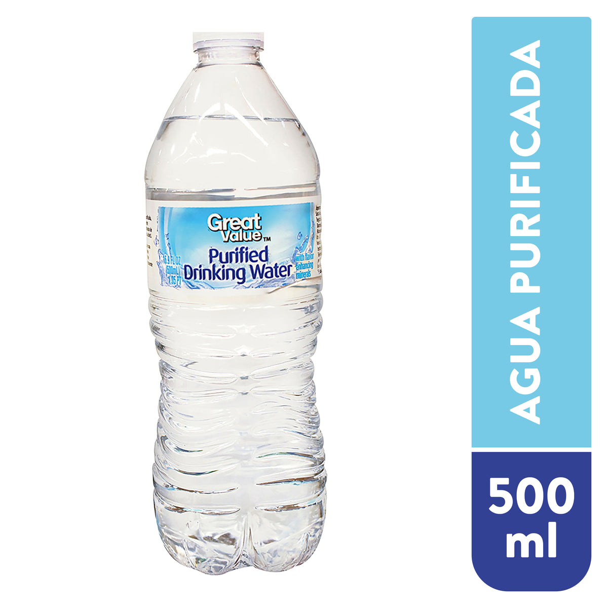 Agua purificada Great Value 500 ml