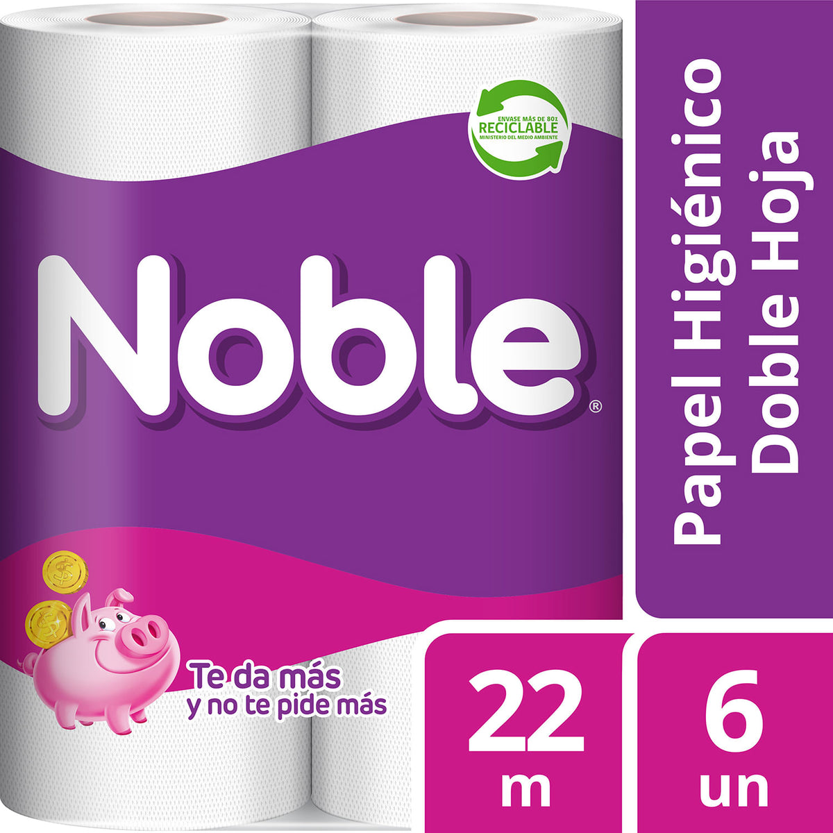 PAPEL HIGIENICO 22MT 6UN NOBLE MANGAx10