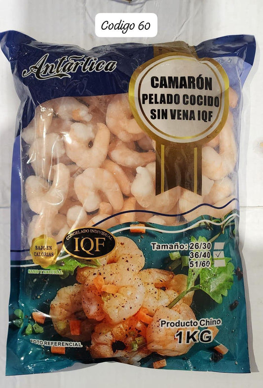 CAMARONES COCIDOS PELADOS DESVENADOS 36/40 CONGELADO IQF MASTER SEAFOOD