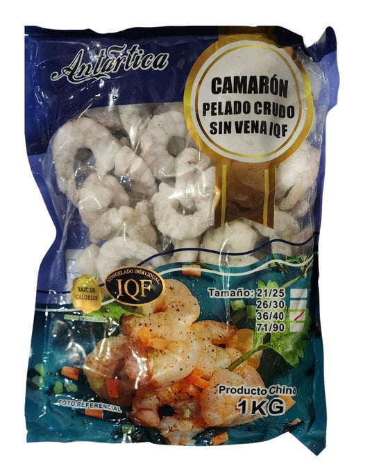 CAMARONES CRUDOS PELADOS DESVENADOS 36/40 CONGELADO IQF MASTER SEAFOOD