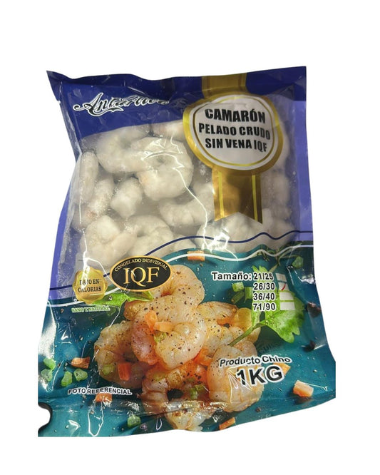 CAMARONES CRUDOS PELADOS DESVENADOS 26/30 CONGELADO IQF MASTER SEAFOOD