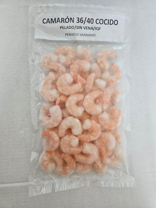 CAMARONES PELADOS COCIDOS DESVENADO 36/40 CONGELADO IQF ASIATICO BOLSA 1KG