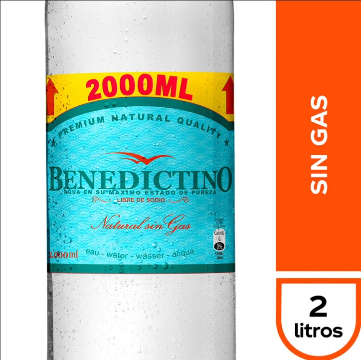 Agua purificada Benedictino sin gas 2 L