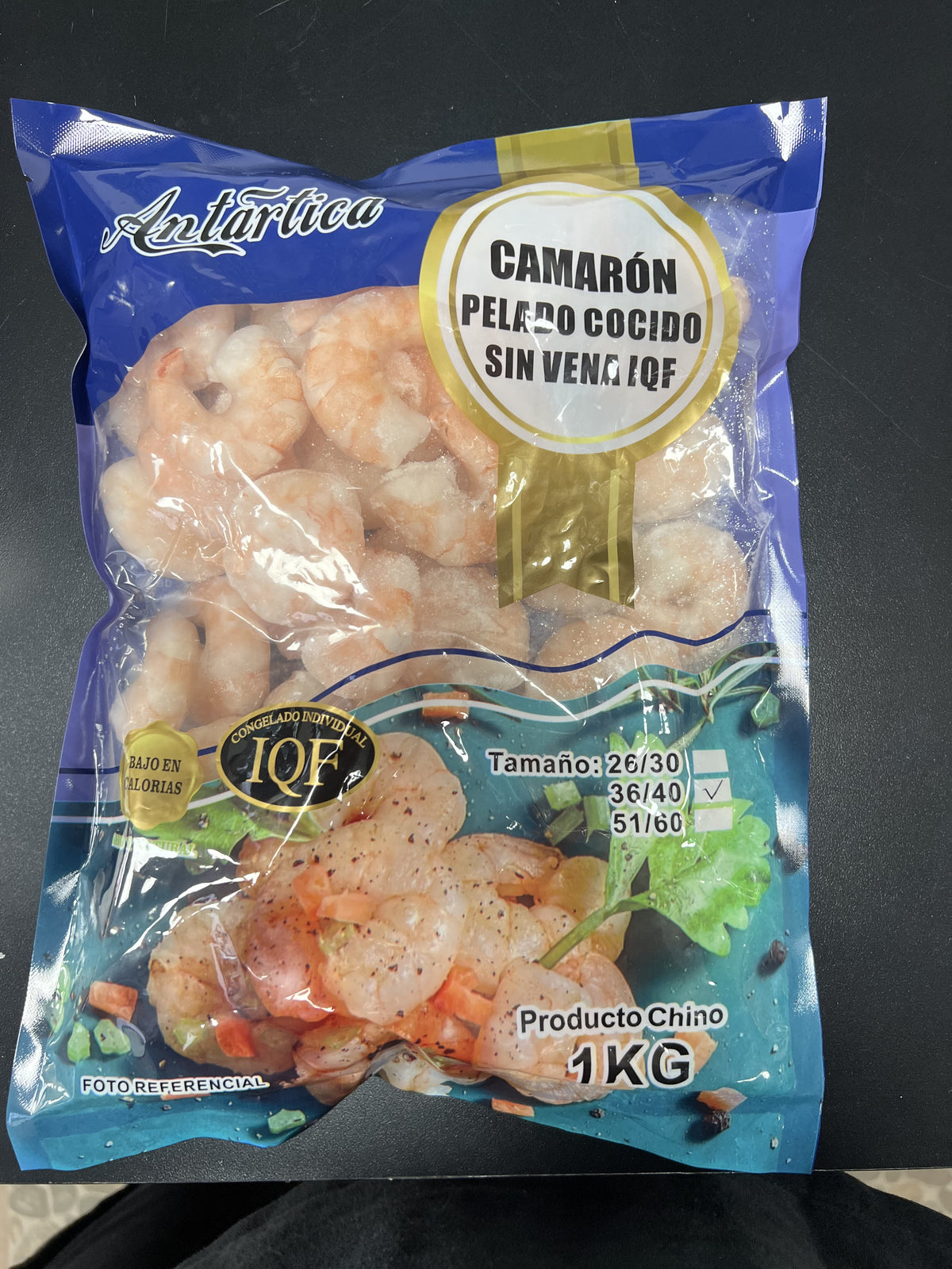 Camaron pelado cocido sin vena 36/40 1 kilo