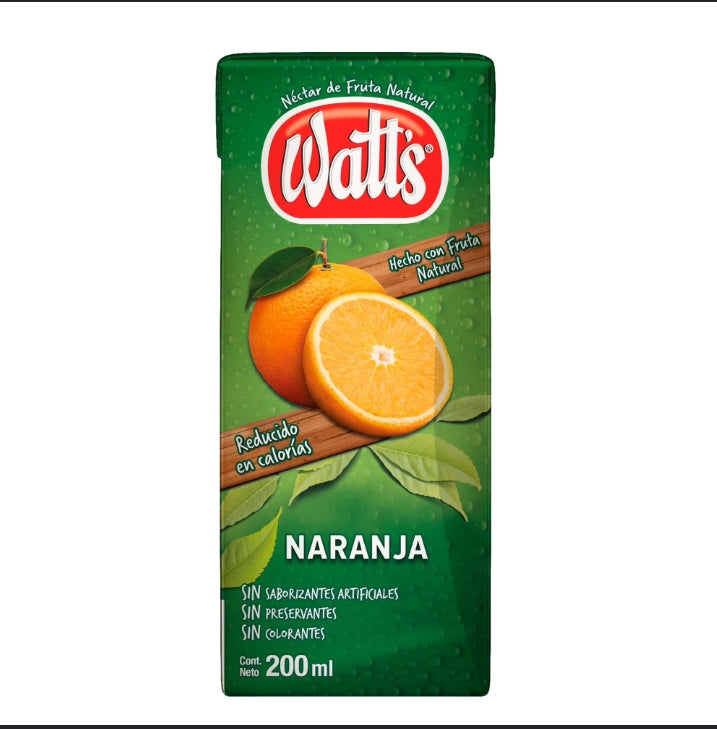 Jugo Watts Naranja caja 200 ml
