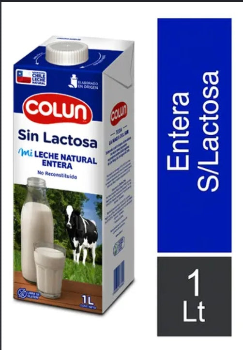 Leche entera sin lactosa Colun