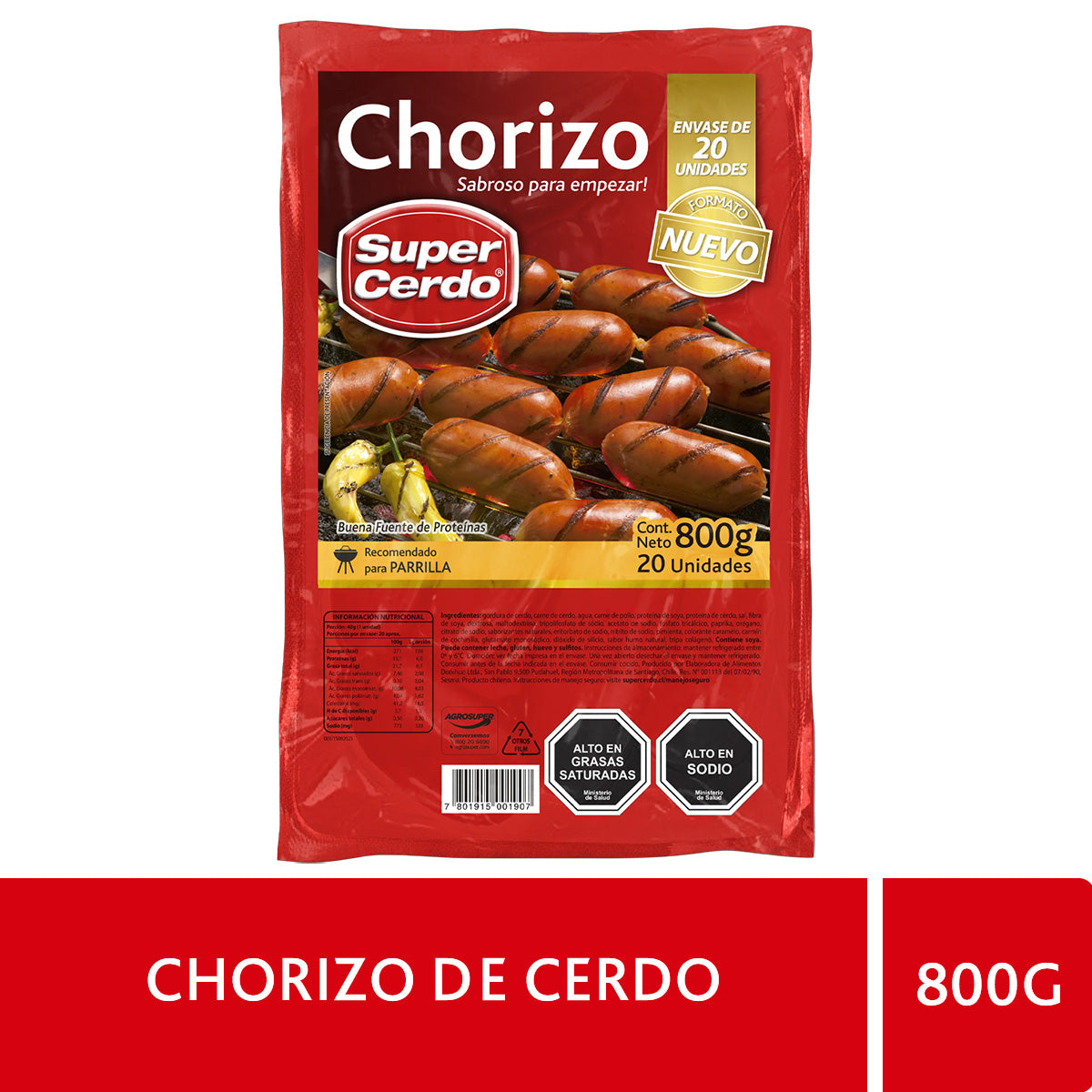 Chorizo parrilla 800grs
