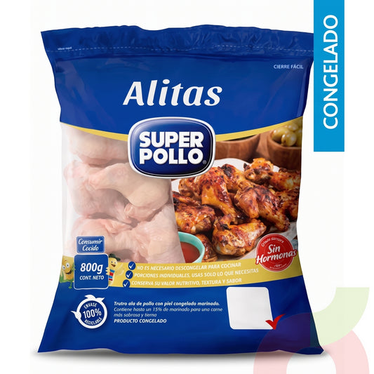 Super pollo Alitas de pollo 800grs -