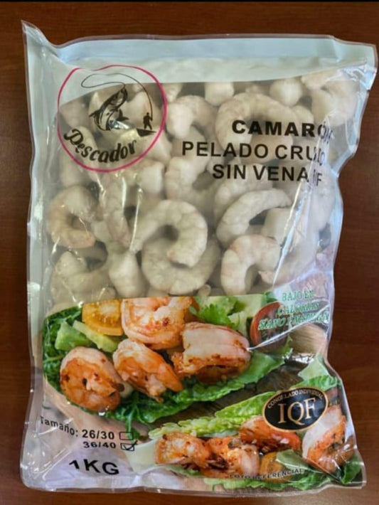 CAMARONES CRUDOS PEDLADOS DESVENADOS 36/40 CONGELADO IQF ASIATICO PESCADOR