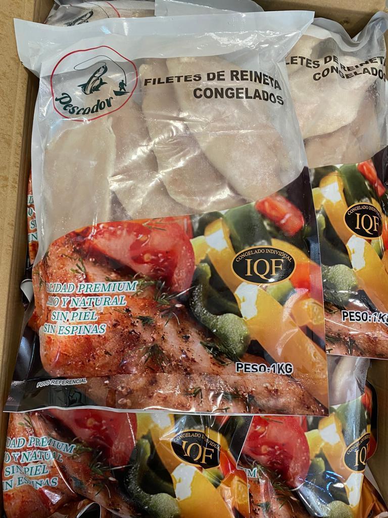 FILETE DE REINETA SIN PIEL CALIBRE 100/200, BOLSA 1KG CONGELADO IQF PESCADOR